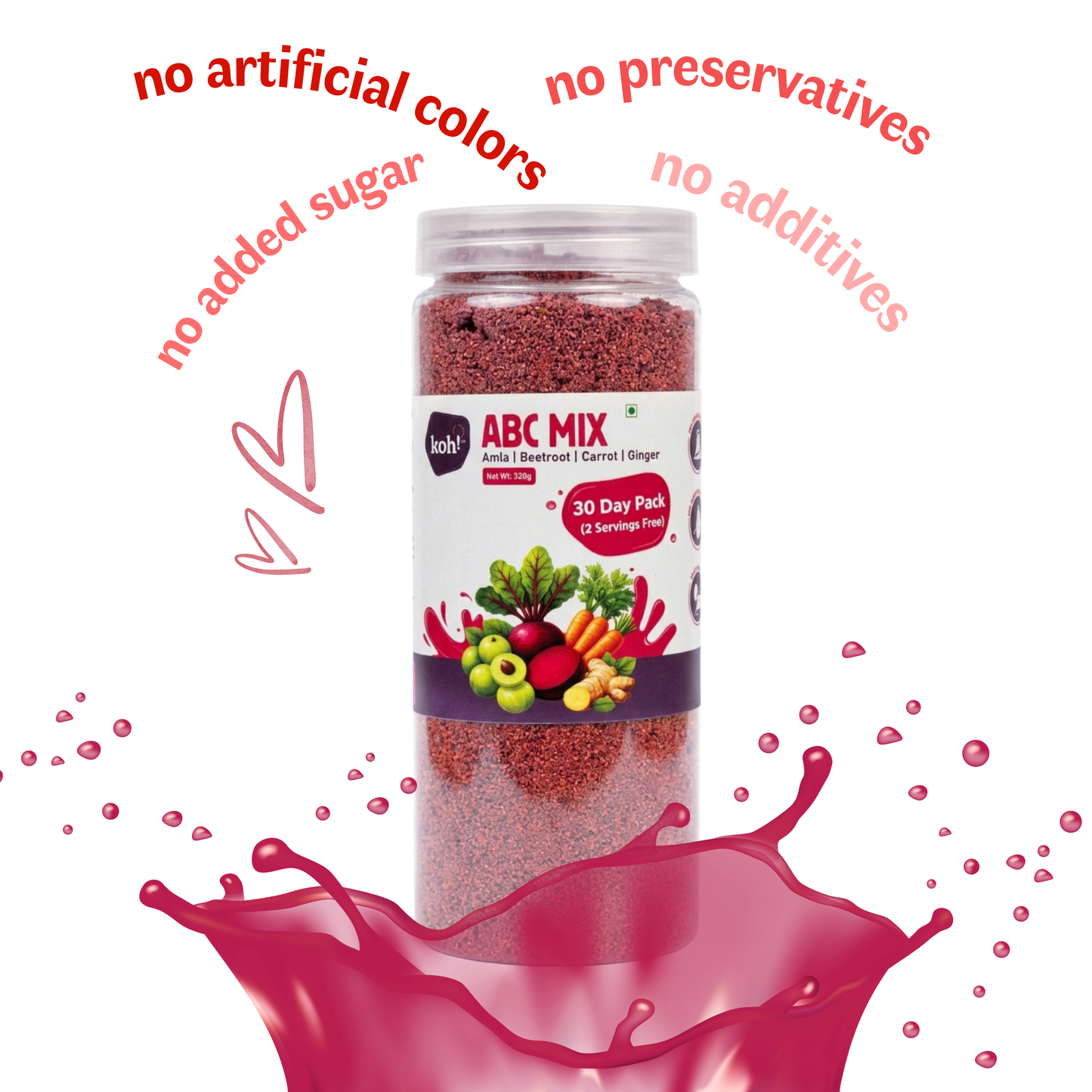 koh! ABC Mix + Ginger | Amla, Beetroot, Carrot & Ginger Blend