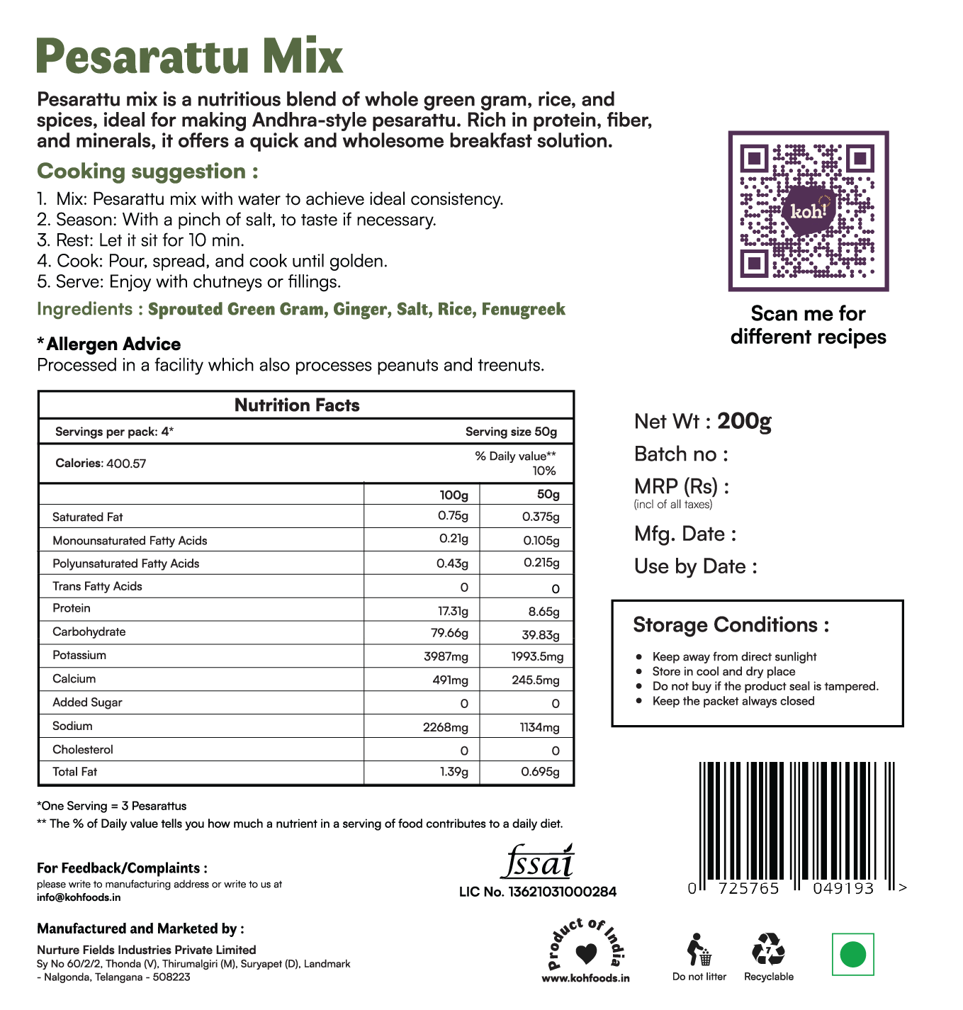 Power Breakfast Combo – Beetroot,Carrot Powder & Pesarattu Mix