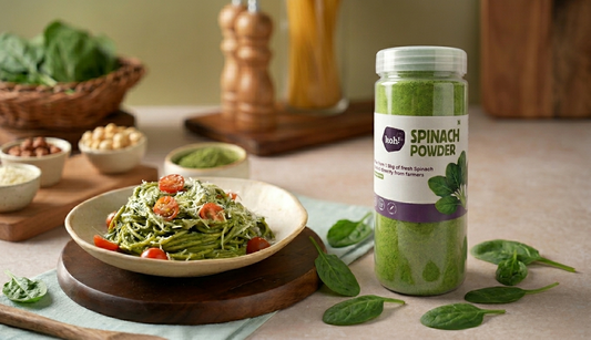 Spinach Chickpea Pasta with KOH Spinach Powder