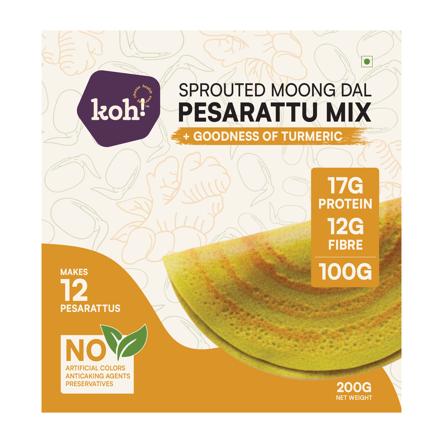 Sprouted Moong Dal Pesarattu Mix + Goodness of Turmeric