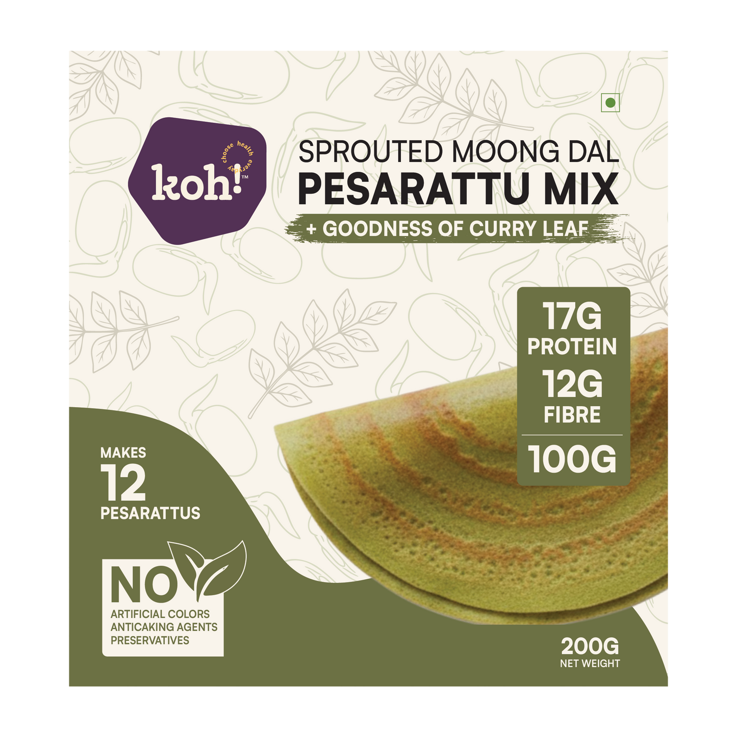 Koh! Sprouted Moong Dal Pesarattu: The Vibrant Rainbow 6-Pack