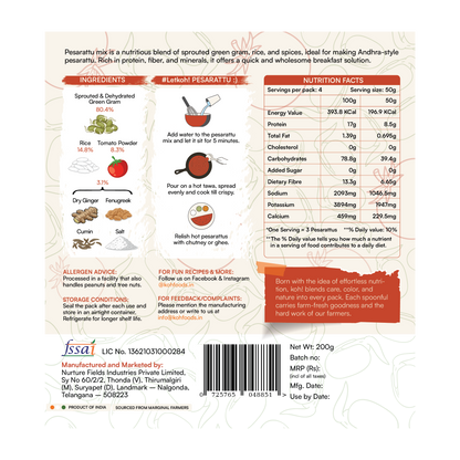 Sprouted Moong Dal Pesarattu Mix + Goodness of Tomato