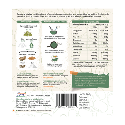 Sprouted Moong Dal Pesarattu Mix + Goodness of Moringa