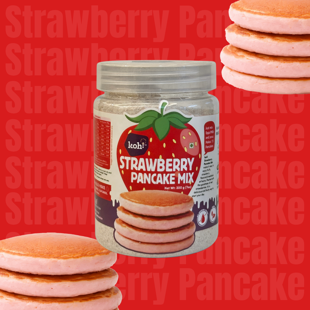 koh! Strawberry Pancake Mix | Whole Wheat, Sprouted Ragi & Oats | 200g