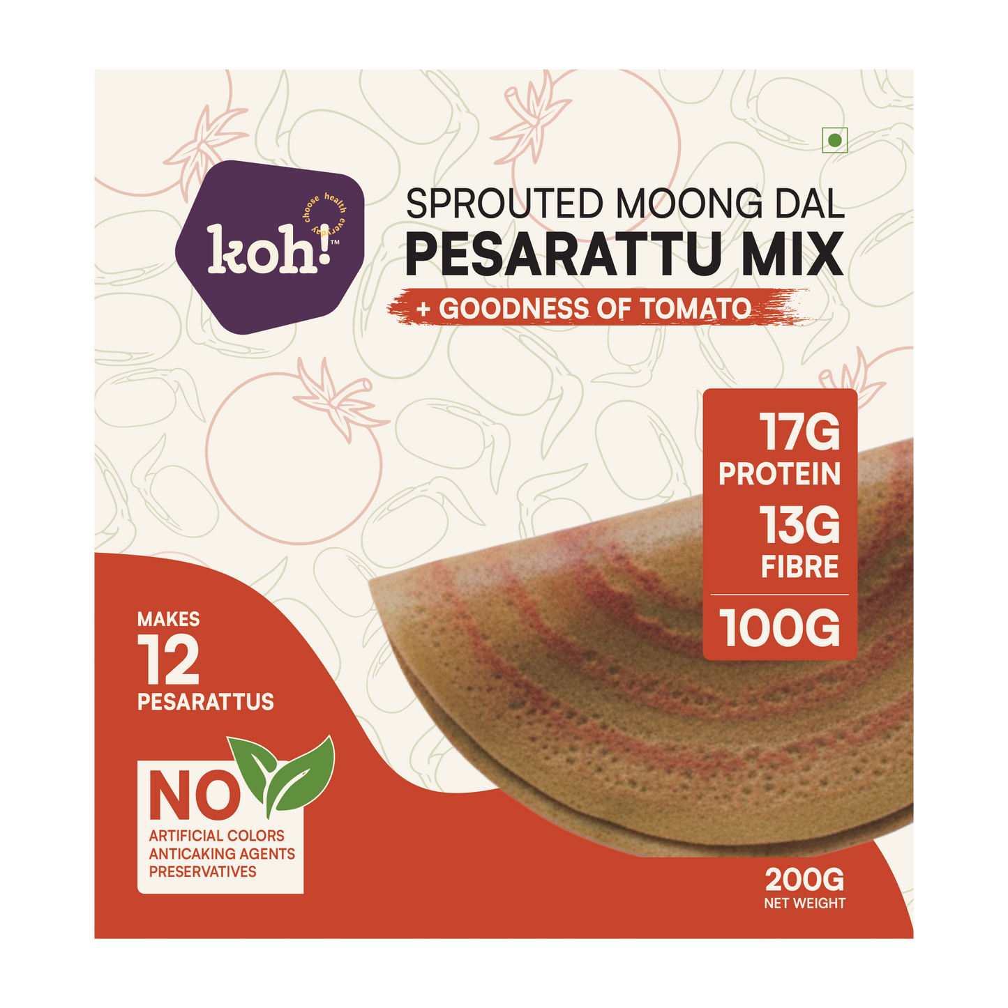 Koh! Sprouted Moong Dal Pesarattu: The Vibrant Rainbow 6-Pack