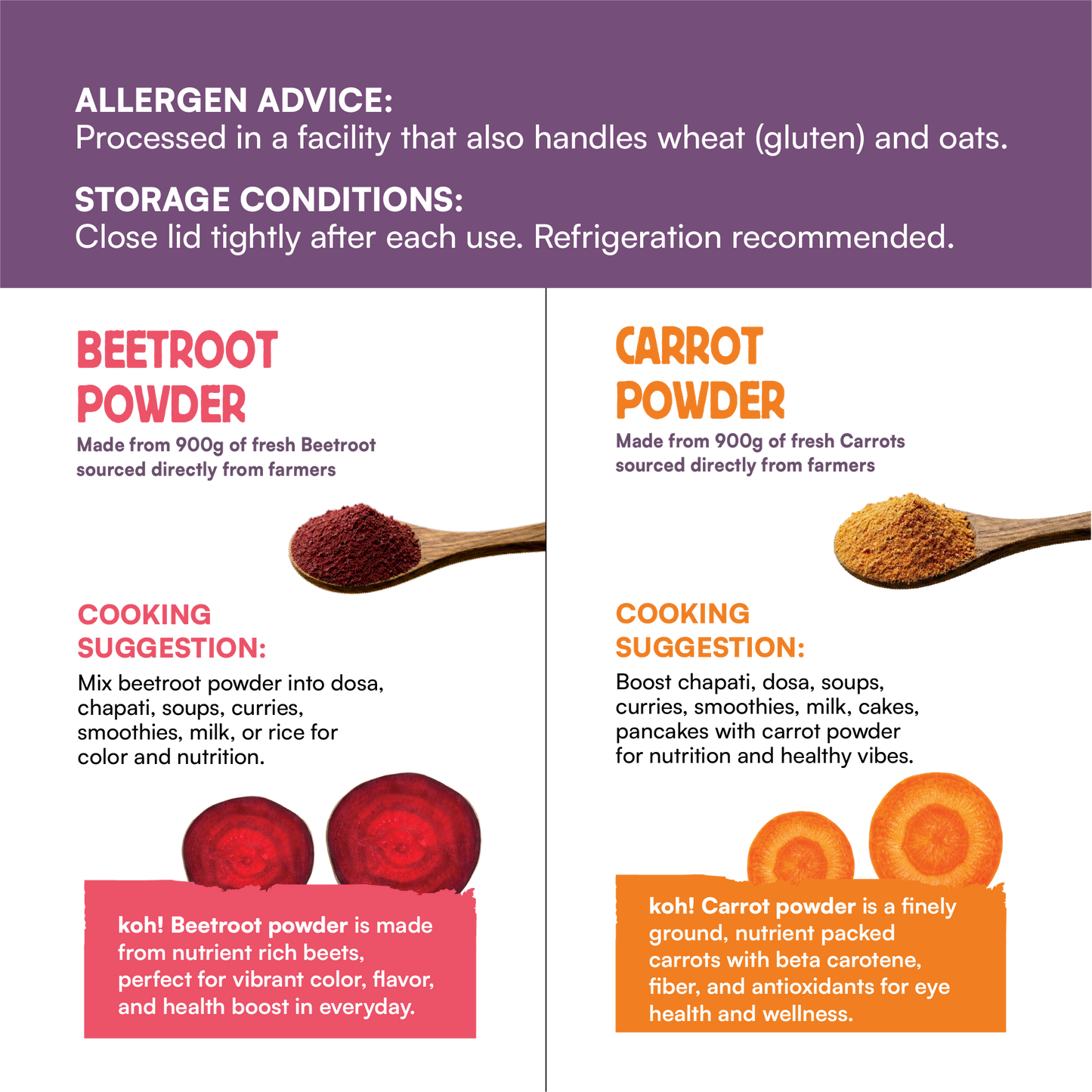 Vibrant Duo - Beetroot & Carrot Powders | 100g x 2