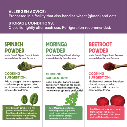 3 Combo: Beetroot, Spinach & Moringa