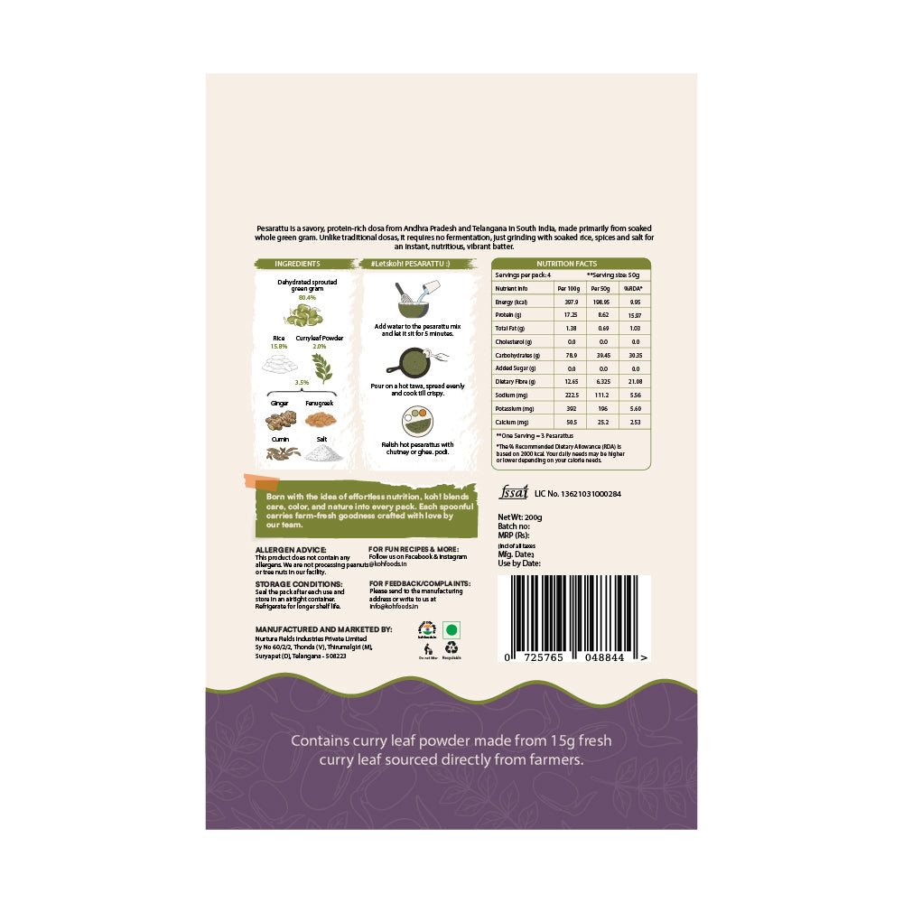 Curry Leaf Pesarattu Mix