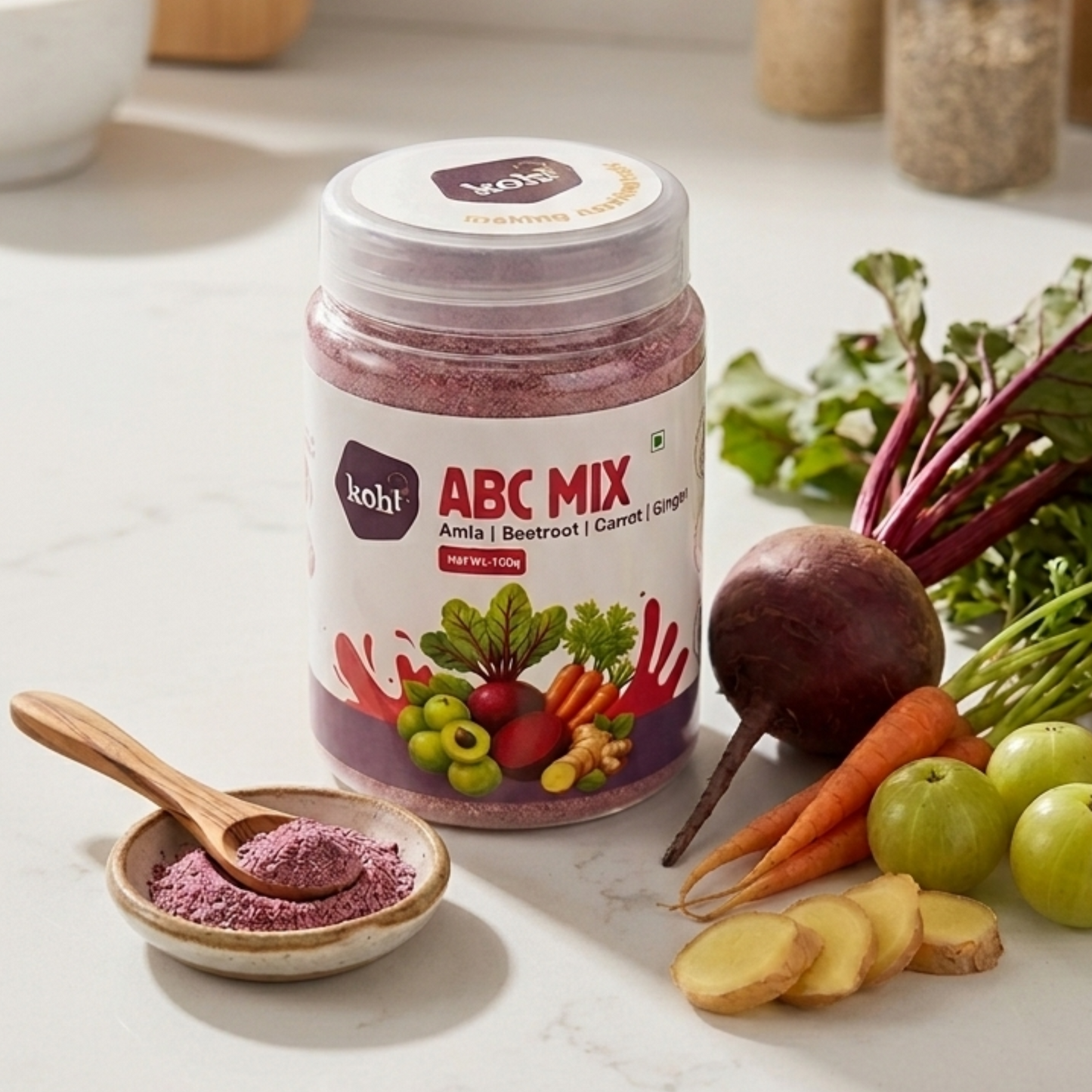 koh! ABC Mix + Ginger | Amla, Beetroot, Carrot & Ginger Blend | 100g