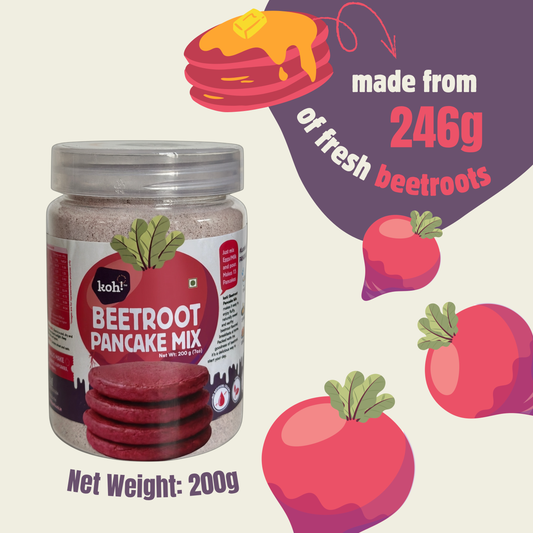 Beetroot Pancake with Banana | Beetroot |Whole Wheat Flour | Brown Sugar | Sprouted Ragi |Oats | 200gm
