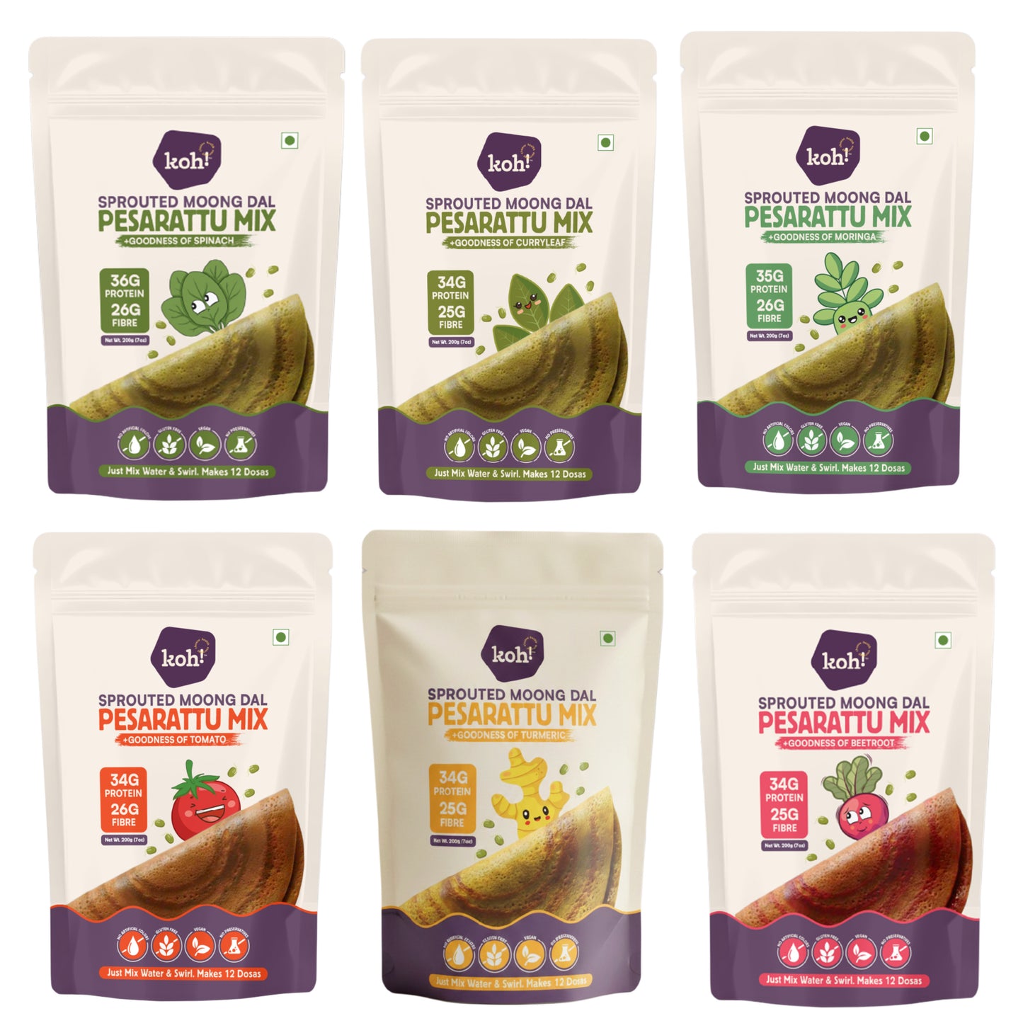 6 Combo: Rainbow Pesarattu Mixes