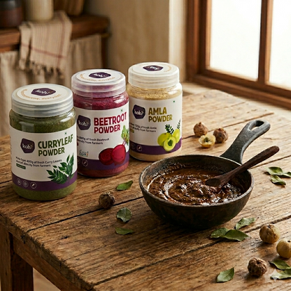 koh! Inside-Out Beauty Bundle — Beetroot, Amla & Curry Leaf Powders | 100g x 3