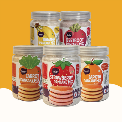 All Flavours Pancake Box — Beetroot, Banana, Carrot, Strawberry & Sapota Mixes | 200g x 5