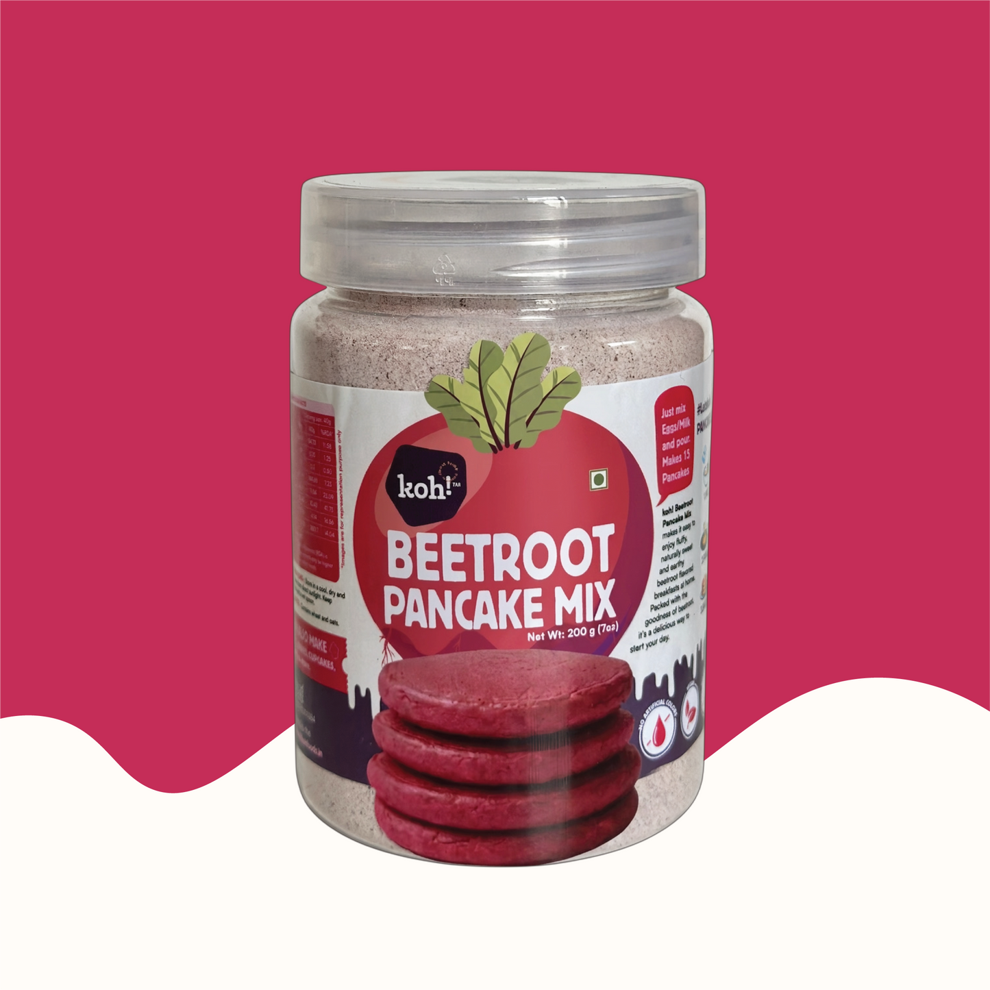 koh! Beetroot Pancake Mix | Whole Wheat, Sprouted Ragi & Oats | 200g