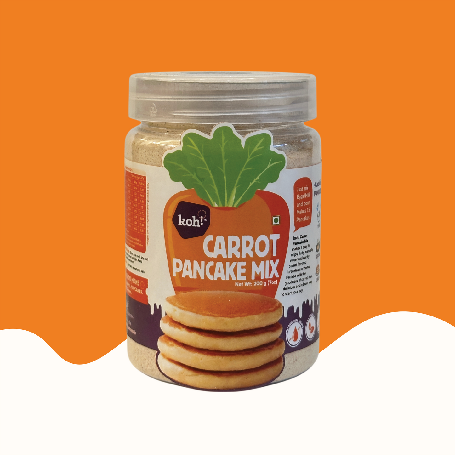 koh! Carrot Pancake Mix | Whole Wheat, Sprouted Ragi & Oats | 200g