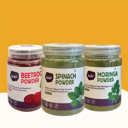 Daily Wellness Trio — Beetroot, Spinach & Moringa Powders | 100g x 3