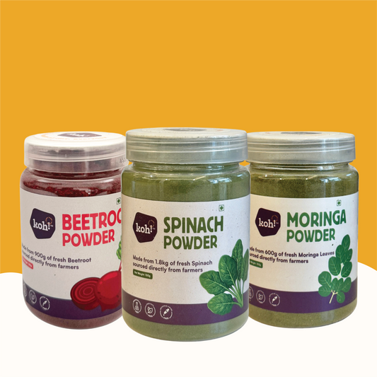 Daily Wellness Trio — Beetroot, Spinach & Moringa Powders | 100g x 3