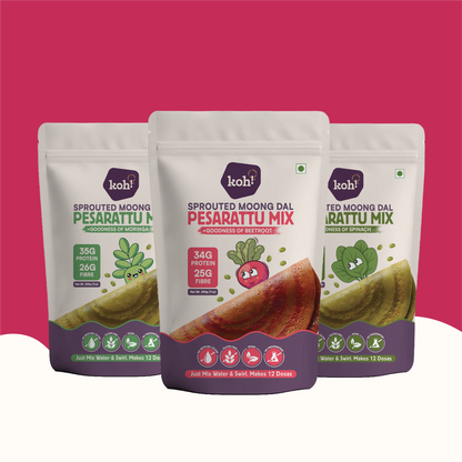Rainbow Breakfast Box — 3 Flavoured Pesarattu Mixes | 200g x 3