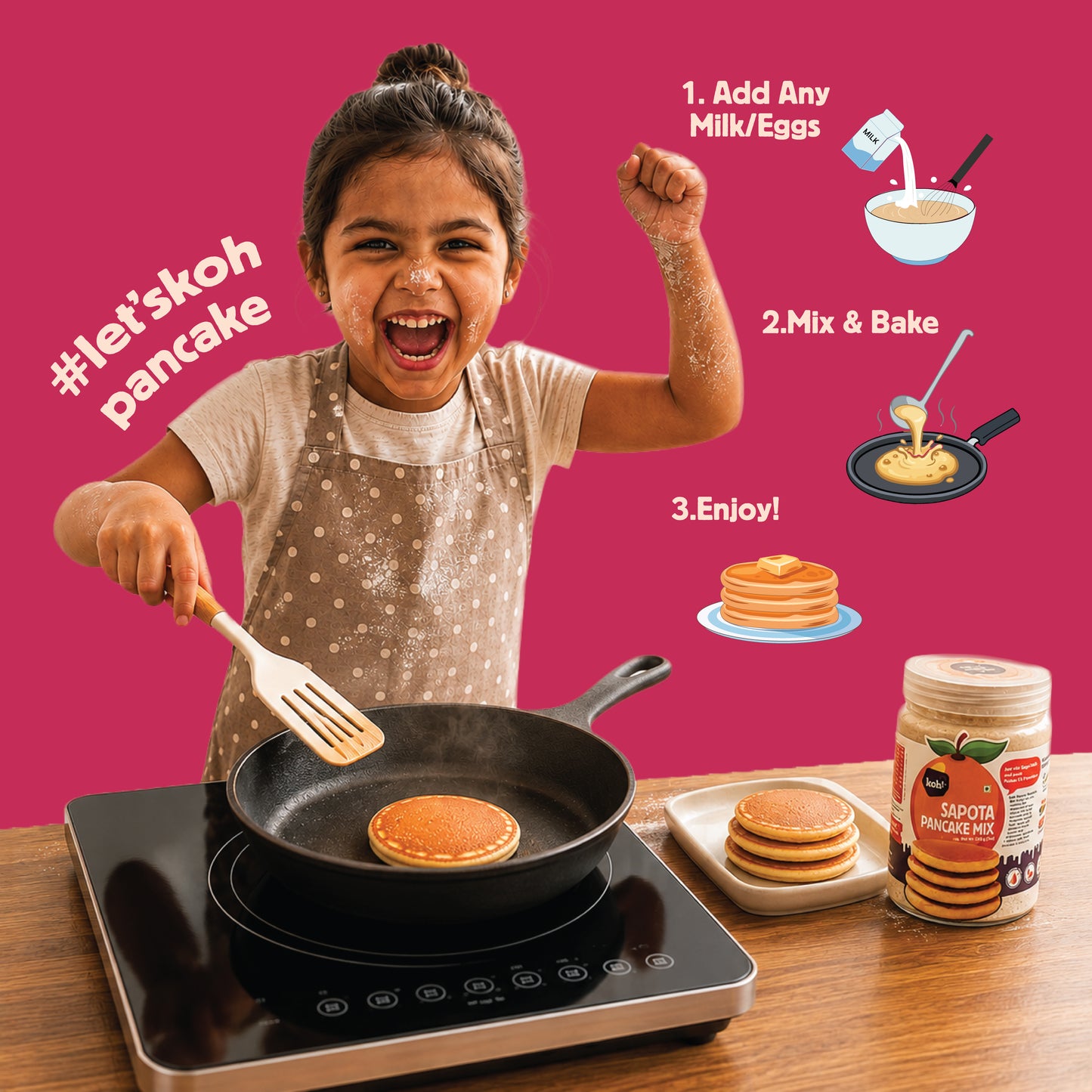 koh! Beetroot Pancake Mix | Whole Wheat, Sprouted Ragi & Oats | 200g