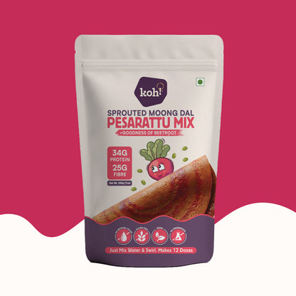 koh! Beetroot Pesarattu Mix | Sprouted Moong Dal | 200g