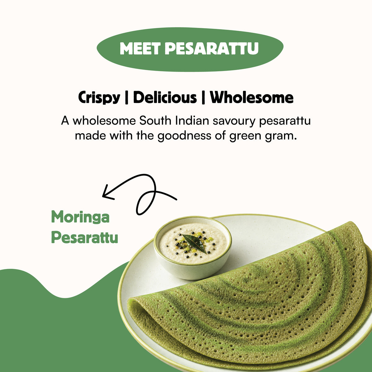 koh! Curry Leaf Pesarattu Mix | Sprouted Moong Dal | 200g