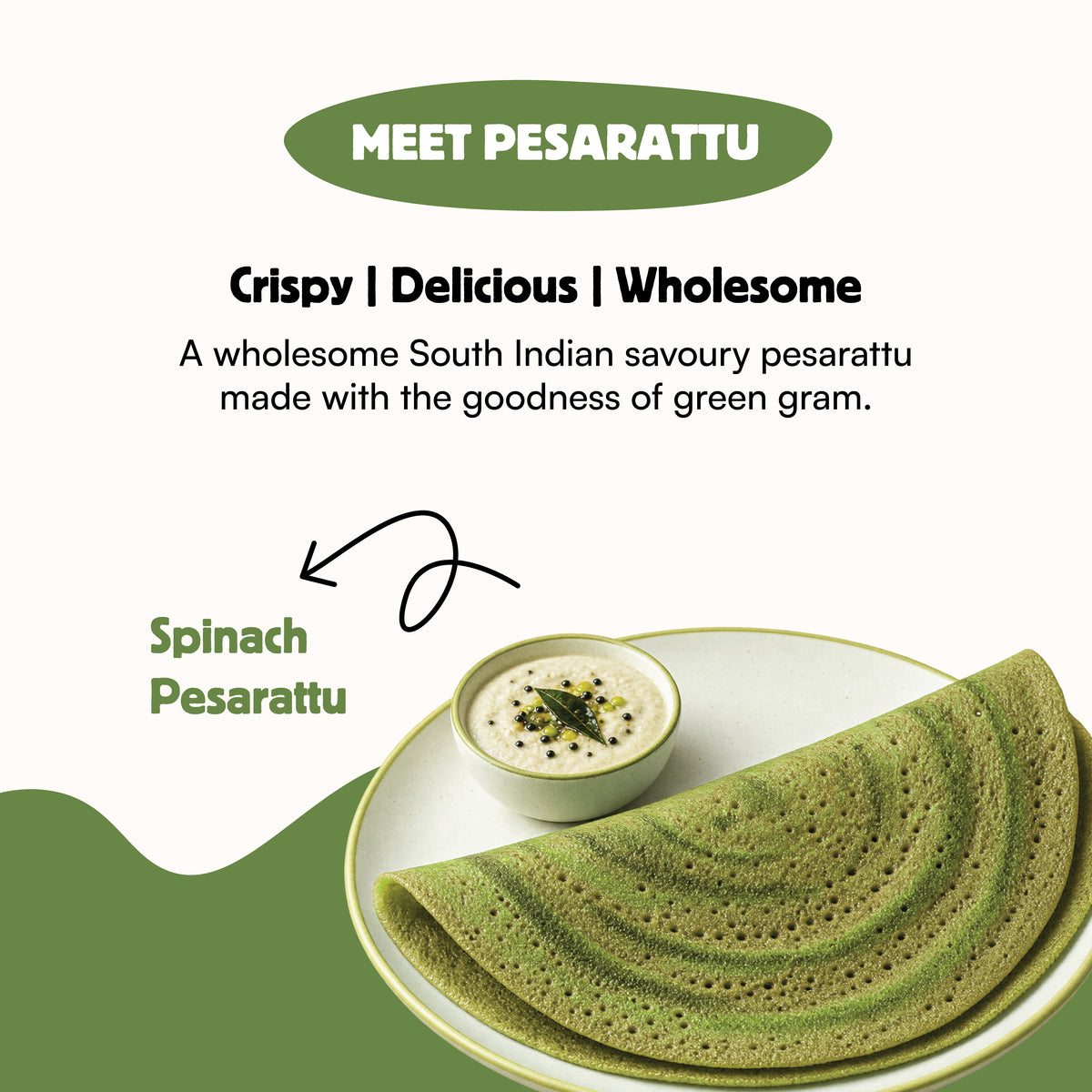 koh! Spinach Pesarattu Mix | Sprouted Moong Dal | 200g