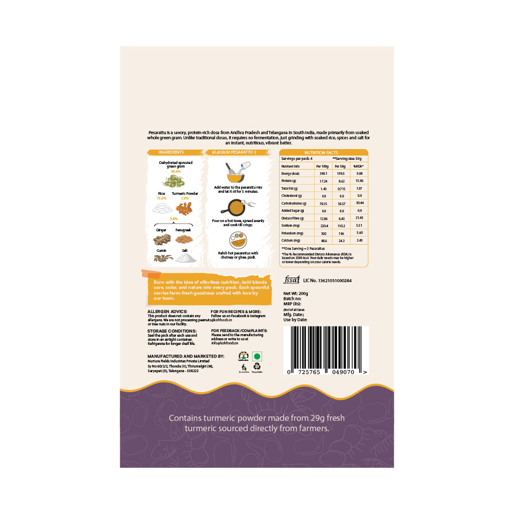 Turmeric Pesarattu Mix