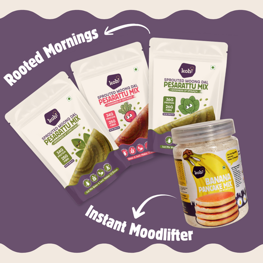 Weekly Breakfast Box — 3 Pesarattu Mixes + 1 Pancake Mix | 200g x 4